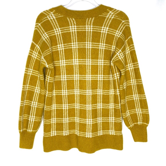 LOFT XS Grandpacore Chartreuse Plaid Patch Pocket Button Down Normcore Cardigan - Picture 2 of 4